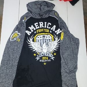 American Fighter Black and Gray Hoodie. Men 2XL